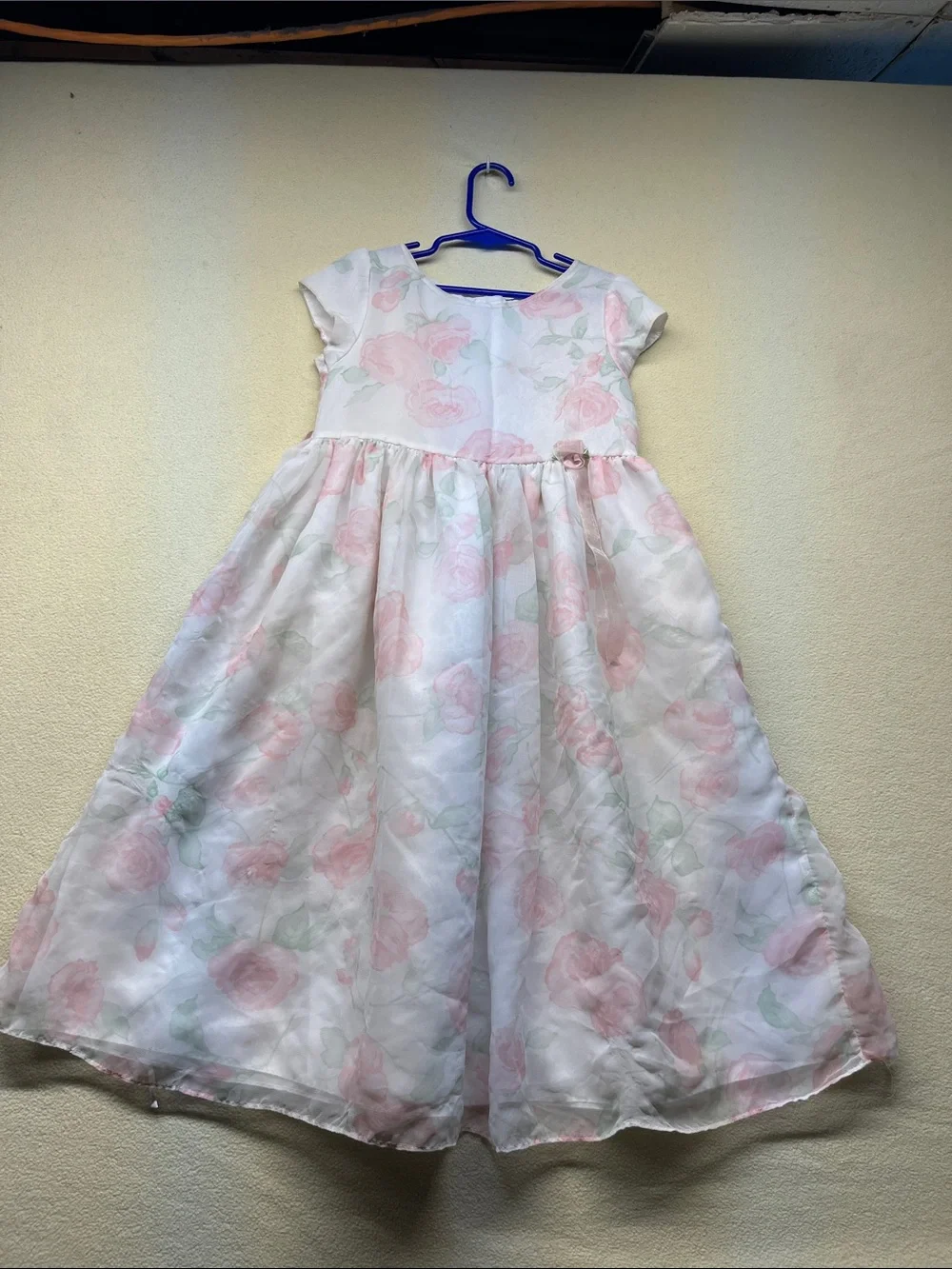 Girls Floral Pink & White Party Dress